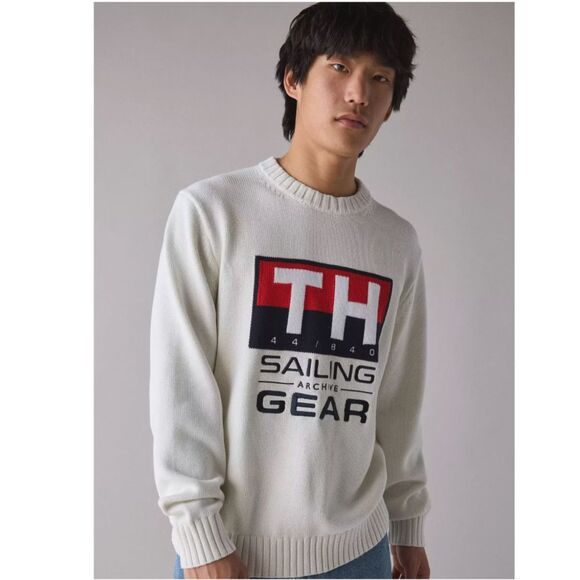 NWT Tommy Hilfiger Sailing Crew Neck Sweater Men's M Premium Lightweight Cotton - Picture 1 of 7